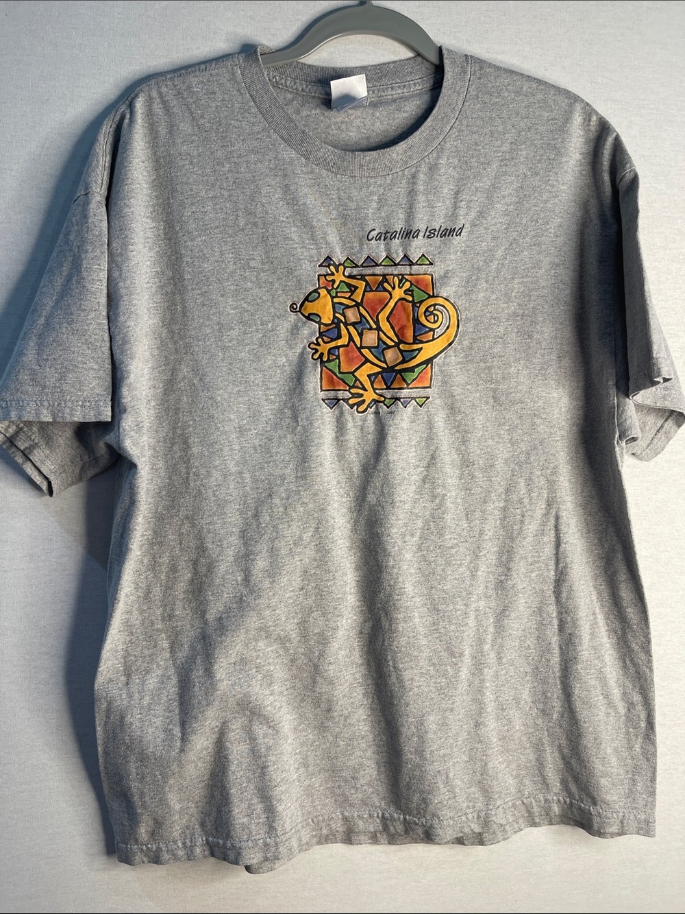 Catalina Gray Tee with Colorful Gecko Graphic